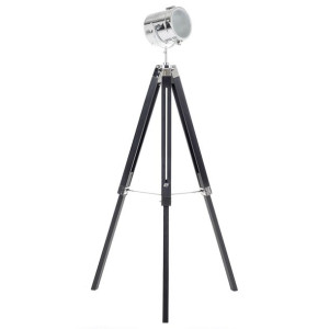 Lampa podłogowa drewniana czarna ALZETTE