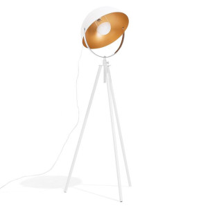 Lampa podłogowa metalowa biało-złota THAMES