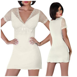 Koszulka nocna z rękawkami ecru koronka L/XL Babette LC 90207 - L/XL