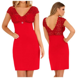 Koszula nocna Czerwona Wiskoza Elegancka L/XL Crossina LC 90465 - L/XL