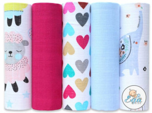 Ega Pieluchy Kolorowe Tetrowe Wielorazowe 70x80 5-PAK Zestaw nr 2 6766