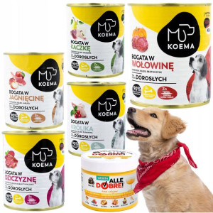 Karma Mokra Dla Psa 90% Mięsa Puszka Mix 5szt 800g + Gratis Krem Zabajone