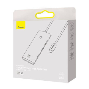 Hub Baseus Lite Series 4in1 2m Usb-c Do 4xusb 3.0 White