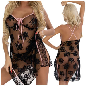 Koszulka nocna koronkowa Prześwitująca Seksi S/M Karonin LC 90628 - S/M