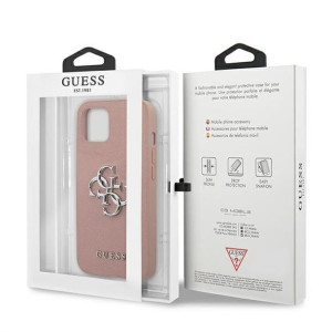 Guess Iphone 13 Mini Metal Logo Guhcp13ssa4gspi Pink/różowy