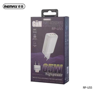 Ład Siec Remax Ligil Gan White Rp-u55 65w Pd Qc 2xusb-c + 1xusb