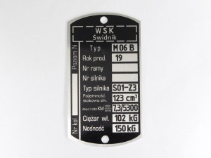 Tabliczka Znamionowa Wsk M06b Ag