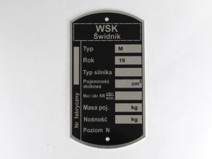 Tabliczka Znamionowa Wsk Ag