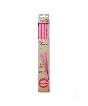 Słomki Silikonowe Zestaw 3 szt. HIP - HOT PINK