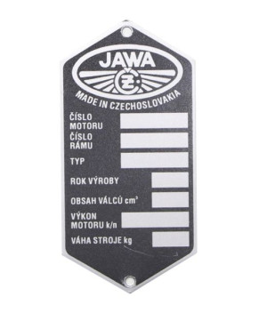 Tabliczka Znamionowa Jawa 353 360 559 Kivacka Po Roku 1958