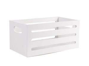 Prostokątna Biała Drewniana Skrzynka 34x19x16 Cm