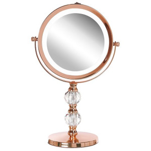 Lusterko kosmetyczne LED ø 18 cm różowe złoto CLAIRA