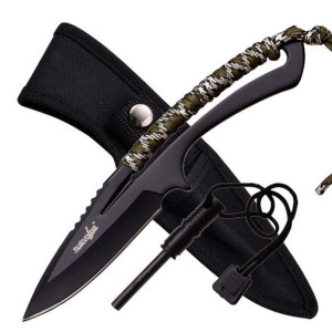 Nóż Survival Ostrze Stałe Z Krzesiwem I Pochwą Hk-767ca 20cm