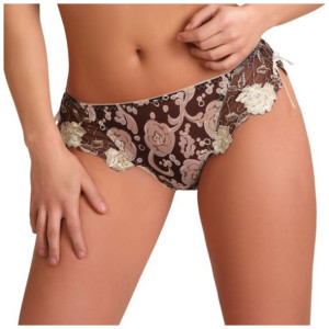 Eleganckie Majtki Brązowe Stringi Kwieciste XL Feba - stringi - XL