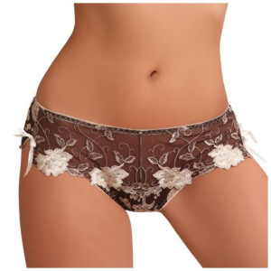 Eleganckie Figi Majtki Brązowe Kwieciste XL Feba panty - XL