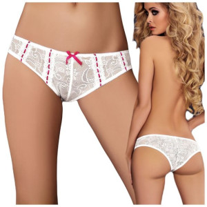 Zmysłowe majtki Białe Figi z różowym akcentem S/M Mabel CF 90300 - S/M
