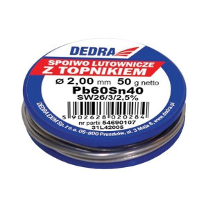Cyna Lutownicza Dedra (lut Cynowy) Szpulka Z Kalafonią Sn50pb50 1,5mm X 50g