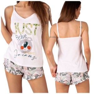 Piżama damska z bawełny Sexy Komplet Spodenki S/M Phasco White 2413 - S/M