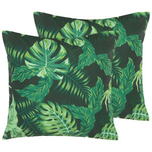 2 poduszki ogrodowe w liście 45 x 45 cm zielone FUNO