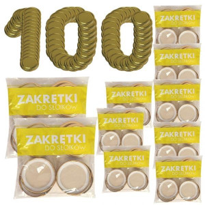 Zakrętki do słoików złote 4 zaczepowe małe 66 mm (10 sztuk) x 10