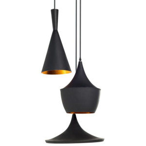 Lampa wisząca 3 klosze metalowa czarna CARSON