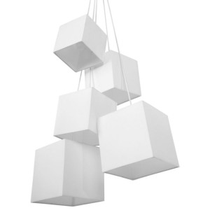 Lampa wisząca 5 kloszy biała MESTA