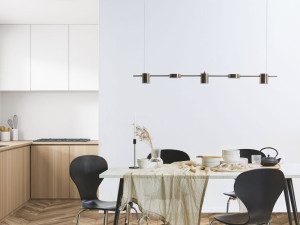 Lampa wisząca LED 5-punktowa metalowa mosiężna SESTRA