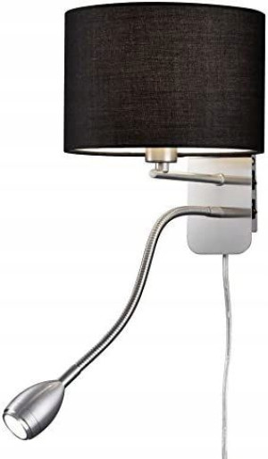 Lampa Scienna Kinkiet Szara Z Abazurem 1xe14+led