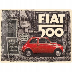 PLAKAT BLACHA FIAT 500 RED CAR 30X40 nostalgic art