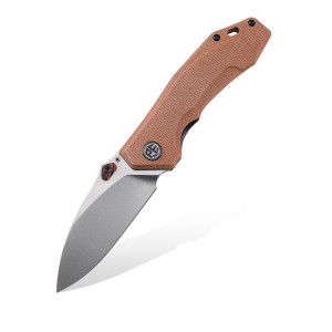 Nóż składany Petrified Fish Havrog PF-P04 KMW Brown Micarta