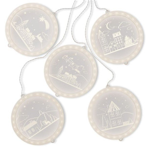 AmeliaHome Witraż świąteczny okrągły LED CHRISTMASCITY 5 sztuk