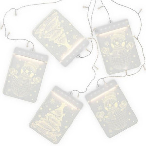 AmeliaHome Witraż świąteczny LED Wintery 5 sztuk