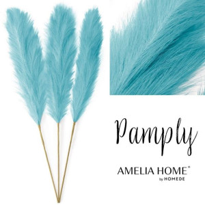 AmeliaHome Sztuczny kwiat trawa pampasowa PAMPLY 110CM 3 szt błękitna