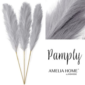 AmeliaHome Sztuczny kwiat trawa pampasowa PAMPLY 110CM 3 szt szara