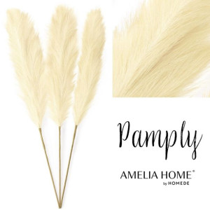 AmeliaHome Sztuczny kwiat trawa pampasowa PAMPLY 110CM 3 szt krem