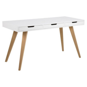 ACTONA Biurko drewniane z szufladami RODER 75X141X60 białe + naturalne