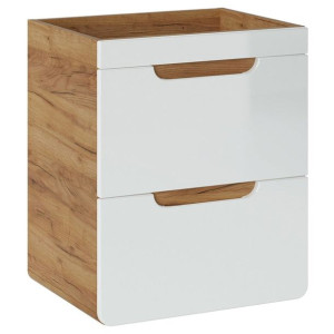 HAKANO Szafka łazienkowa pod umywalkę ARCADE 59x50x39 biały połysk dąb
