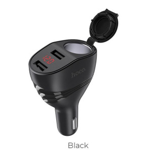 Hoco ładowarka samochodowa Thunder power 2 x USB 3,1A LCD + gniazdo zapalni