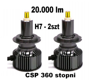 Żarówki LED H7 12V 24V CANBUS CSP-360 2x20000lm