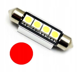 Żarówka LED SV8.5 12V 90lm CANBUS 42mm CZERWONA