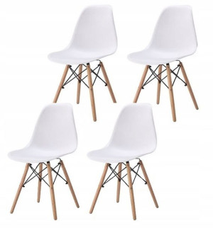 Zestaw 4x Krzesło DSW Plastikowe Salon Jadalnia Białe