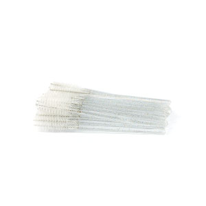 Szczoteczki do czesania rzęs - brokat - srebrne - 50 szt