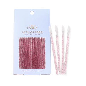 Aplikatory do rzęs welurowe brokat rose - 50 szt