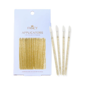 Aplikatory do rzęs welurowe brokat złote - 50 szt