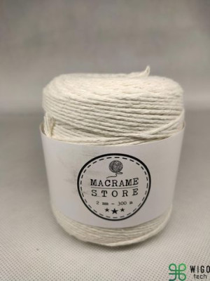 Sznurek do makramy bawełniany naturalny 2MM/300M