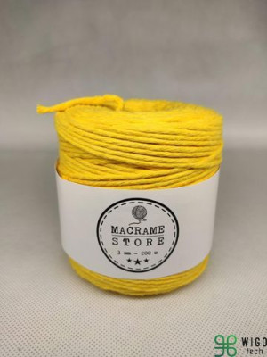 Sznurek do makramy bawełniany żółty 3MM/200M