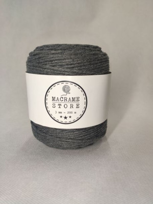 Sznurek do makramy bawełniany antracytowy 3MM/200M