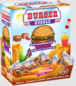 Gumy do żucia balonowa BURGER BUBBLE 200 sztuk 1,35kg