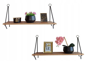 Półki wiszące na linach LOFT INDUSTRIAL 80 cm