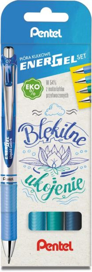 Pióro kulkowe ENERGEL 0,7 mm, kpl.4 kolory Błękitne ukojenie